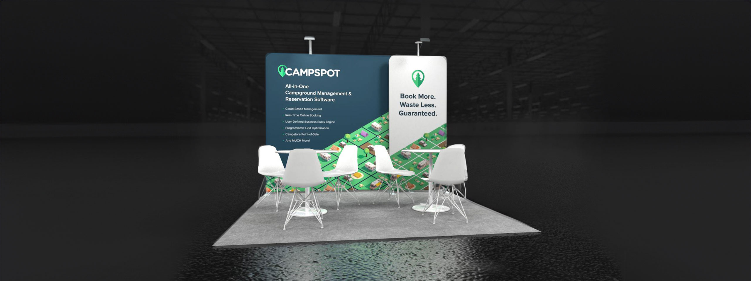 3D tradeshow booth render for Campspot