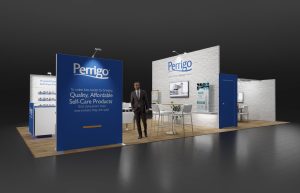 3D tradeshow booth render for Perrigo